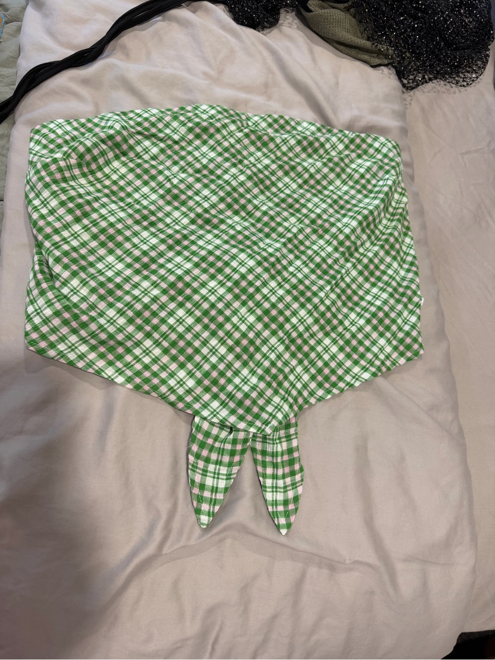 Tommy Hilfiger Green and White Plaid Kids Skirt with Front Tie